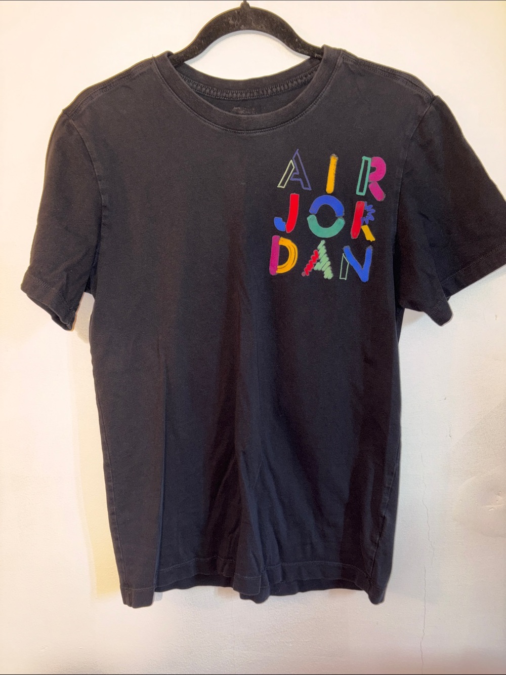 Jordan Black Tee with Multicolor AIR JORDAN Letters